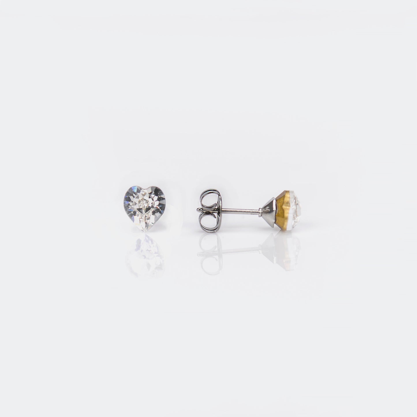 Sensitive Sterilized Heart Cubic Zirconia  Fashion Studs - 6x6mm - Stainless Steel