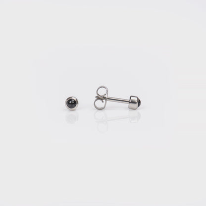 Bezel-Set Color Universal Flatpack Piercing Studs - Stainless Steel - Black Onyx - Regular Adaptor