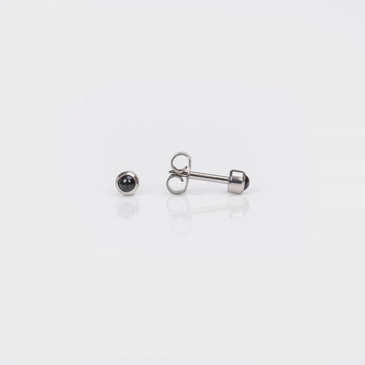 Bezel-Set Color Universal Flatpack Piercing Studs - Stainless Steel - Black Onyx - Regular Adaptor