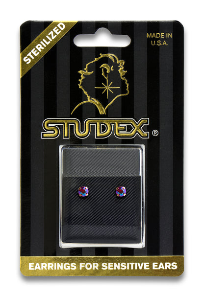 Sensitive Sterilized Shimmers Crystal Studs - Scarlet  Shimmer - 3mm Gold Plated