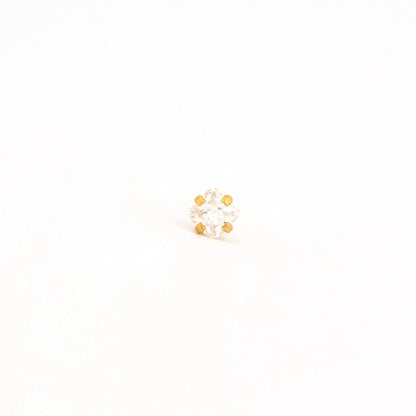 Sensitive Sterilized Prong-Set Princess-Cut Cubic Zirconia  Fashion Studs - 4x4mm - Gold Plated