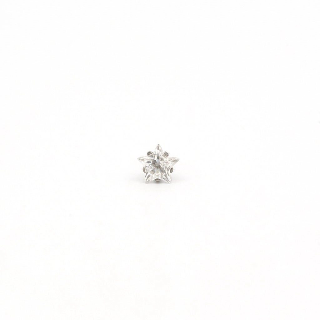 Sensitive Sterilized Star Cut Cubic Zirconia  Fashion Studs - 5mm - Stainless Steel