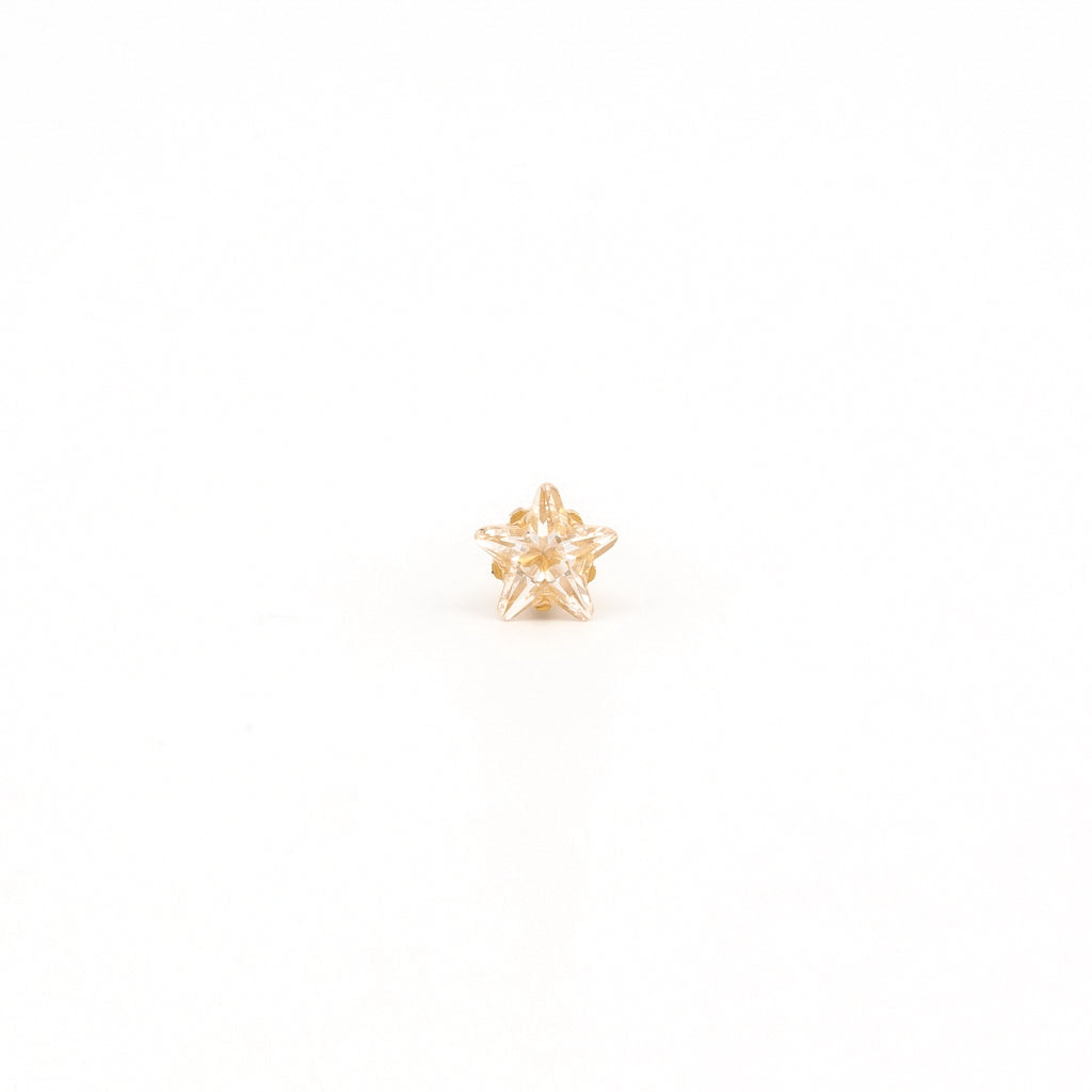 Sensitive Sterilized Star Cut Cubic Zirconia  Fashion Studs - 5mm - Gold Plated