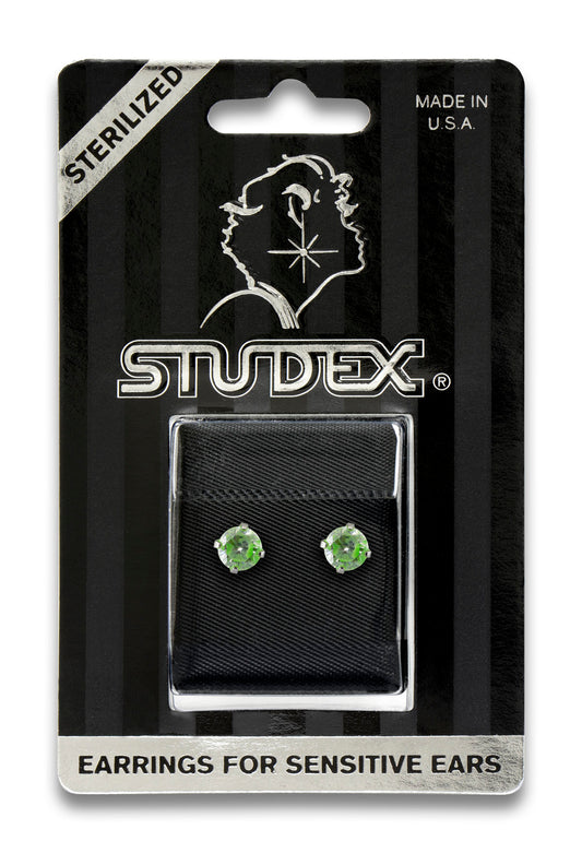 Sensitive Sterilized Prong-Set Cubic Zirconia  Fashion Studs - Neon Green - 5mm -  Stainless Steel