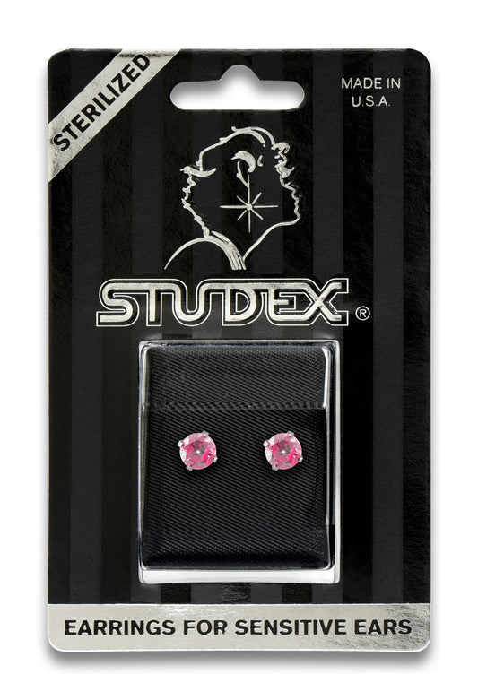 Sensitive Sterilized Prong-Set Cubic Zirconia  Fashion Studs - Neon Hot Pink - 5mm -  Stainless Steel