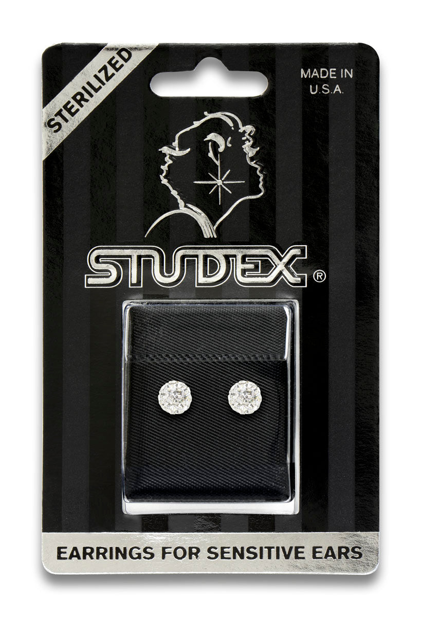 Sensitive Sterilized Fireball Fashion Studs - Clear Crystal - 6mm - Stainless Steel