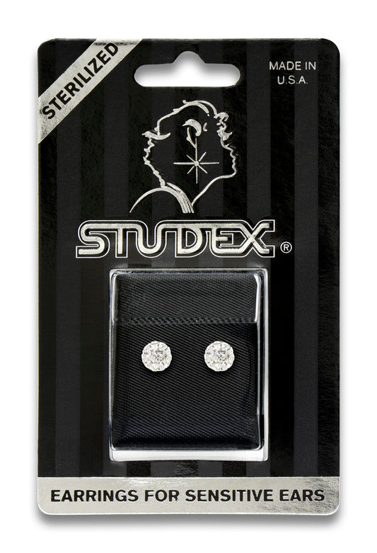 Sensitive Sterilized Fireball Fashion Studs - Clear Crystal - 6mm - Stainless Steel
