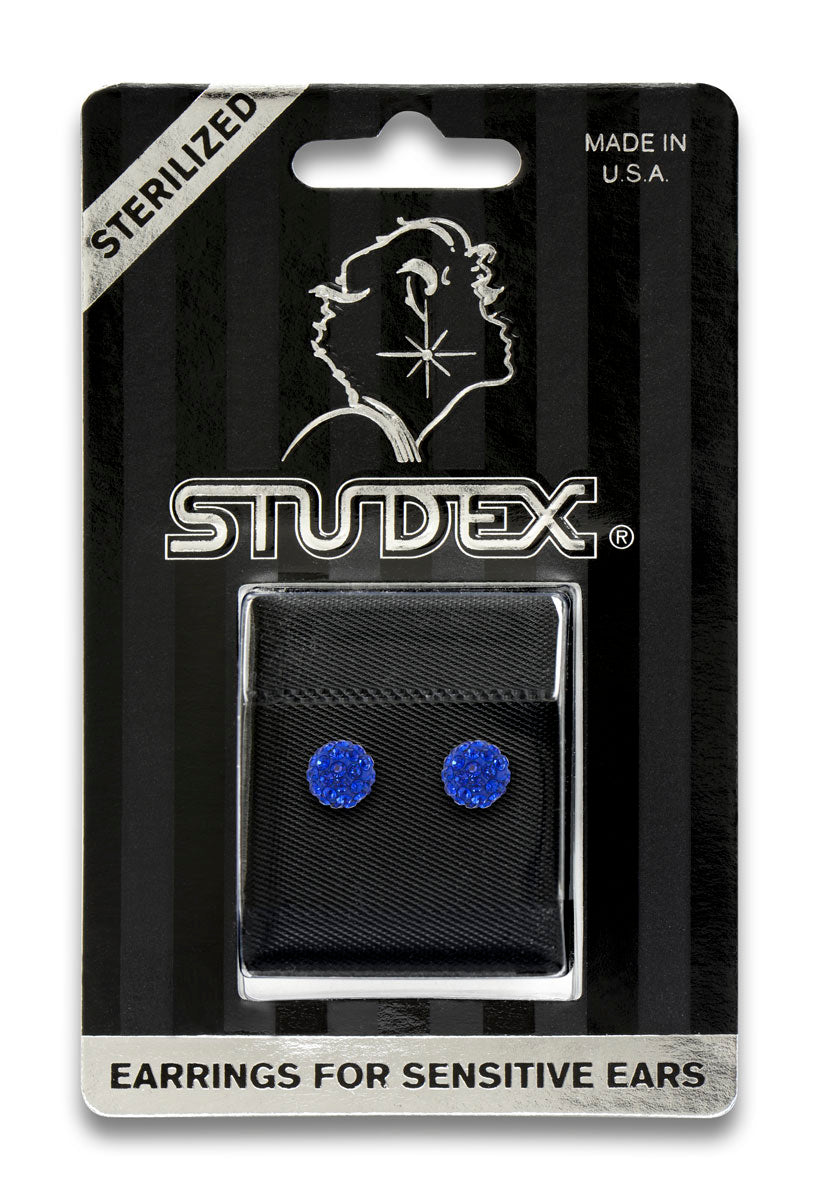 Sensitive Sterilized Fireball Fashion Studs - Sapphire Crystal - 6mm - Stainless Steel