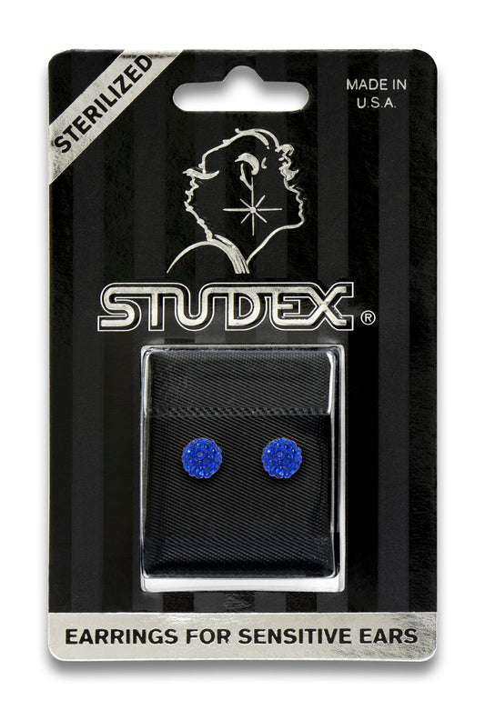 Sensitive Sterilized Fireball Fashion Studs - Sapphire Crystal - 6mm - Stainless Steel
