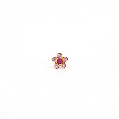 Sensitive Sterilized Daisy Cubic Zirconia Fashion Studs - Light Rose Fuchsia Crystal - Gold Plated