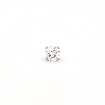 Sensitive Sterilized Prong-Set Cubic Zirconia  Fashion Studs -  Clear cz - 6mm - Stainless Steel