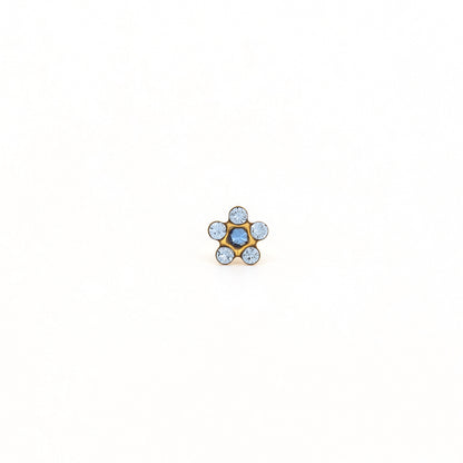 Sensitive Sterilized Daisy Cubic Zirconia  Fashion Studs - Light Sapphire Crystal  / Sapphire Crystal - Gold Plated