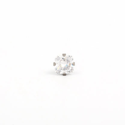 Sensitive Sterilized Prong-Set Princess-Cut Cubic Zirconia  Fashion Studs - 6x6mm - Stainless Steel