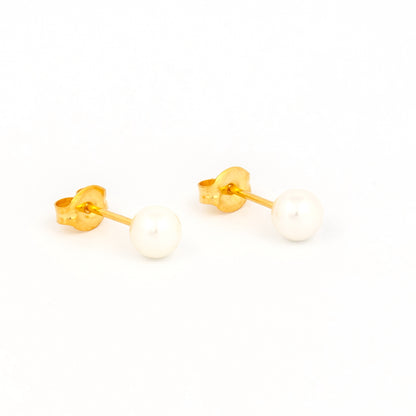 Sensitive Sterilized Prong-Set Pearl  Fashion Studs - 5mm - Gold Plated