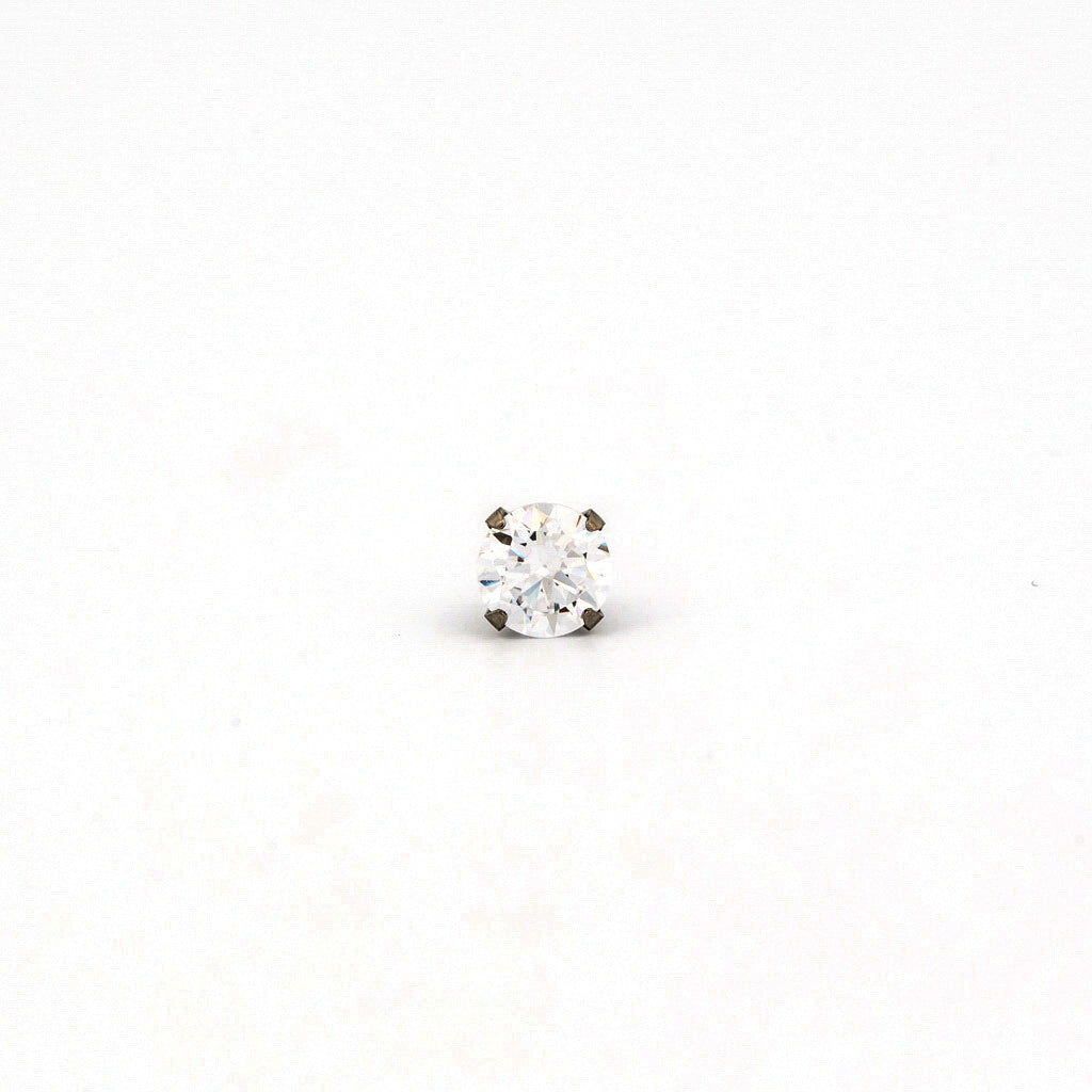 Sensitive Sterilized Prong-Set Cubic Zirconia  Fashion Studs - Clear cz - 5mm -  Stainless Steel