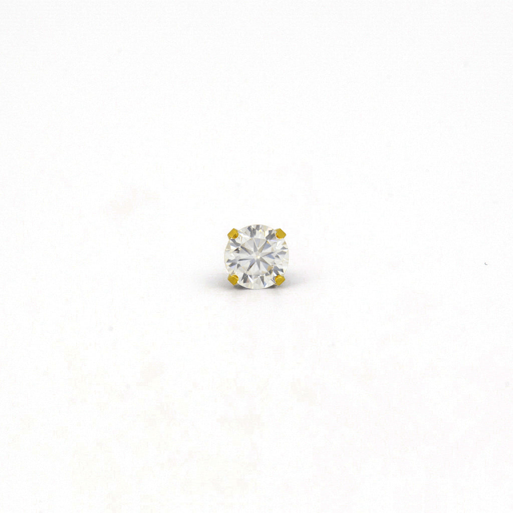 Sensitive Sterilized Prong-Set Cubic Zirconia  Fashion Studs -  Clear CZ - 5mm - Gold Plated