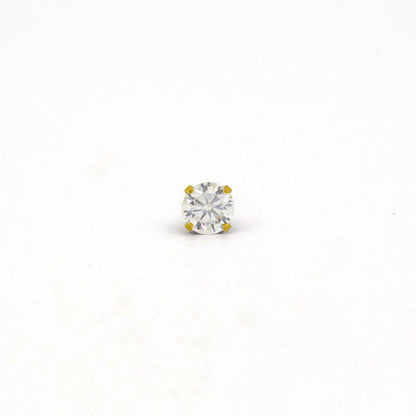 Sensitive Sterilized Prong-Set Cubic Zirconia  Fashion Studs -  Clear CZ - 5mm - Gold Plated