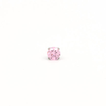 Sensitive Sterilized Prong-Set Cubic Zirconia  Fashion Studs - Pink - 5mm - Stainless Steel