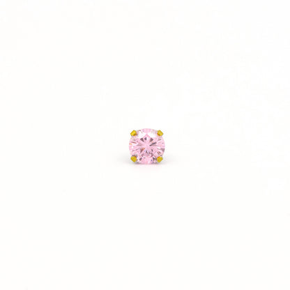 Sensitive Sterilized Prong-Set Cubic Zirconia  Fashion Studs - Pink - 5mm - Gold Plated