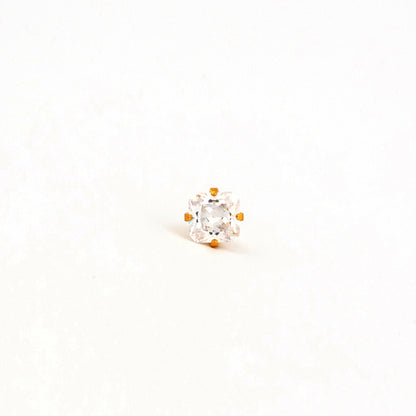 Sensitive Sterilized Prong-Set Princess-Cut Cubic Zirconia  Fashion Studs - 5x5mm - Gold Plated