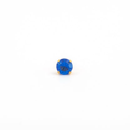 Sensitive Sterilized Prong-Set Crystal Fashion Studs- September Sapphire - 5mm - Gold Plated