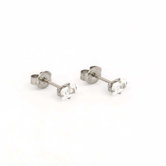 Sensitive Sterilized 5x3mm Cubic Zirconia  Fashion Studs - Stainless Steel