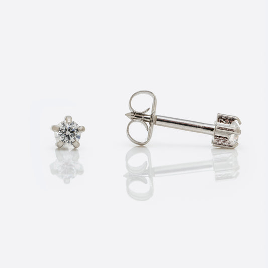 Prong Set Cubic Zirconia Universal Flatpack Piercing Studs - Stainless Steel - Regular Adaptor
