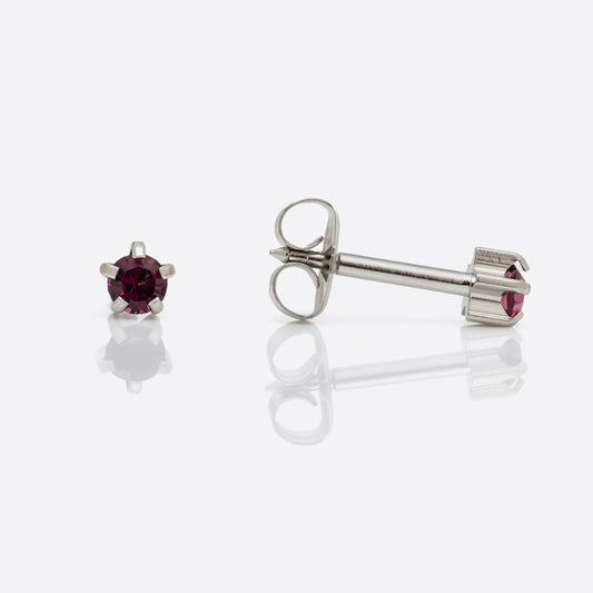 Prong Set Birthstone Universal Flatpack Piercing Studs - Stainless Steel - February Amethyst Crystal - Regular Adaptor