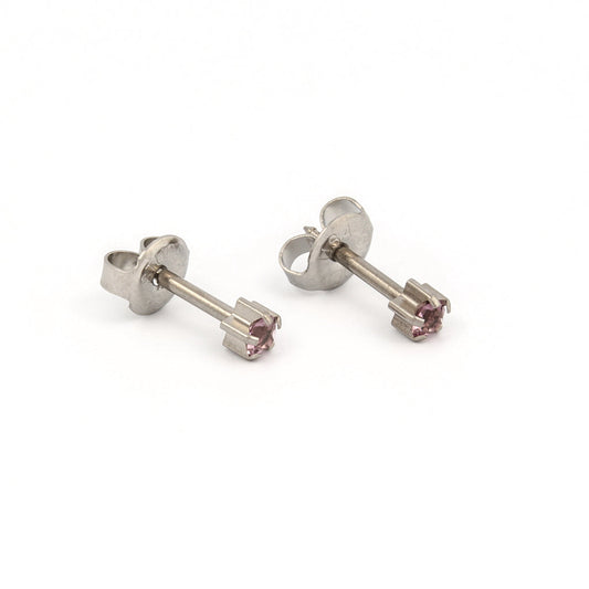 Prong Set Birthstone Universal Flatpack Piercing Studs - Stainless Steel - June Alexandrite Crystal - Regular Adaptor