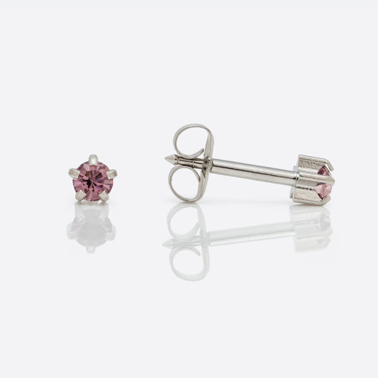 Prong Set Birthstone Universal Flatpack Piercing Studs - Stainless Steel - June Alexandrite Crystal - Regular Adaptor