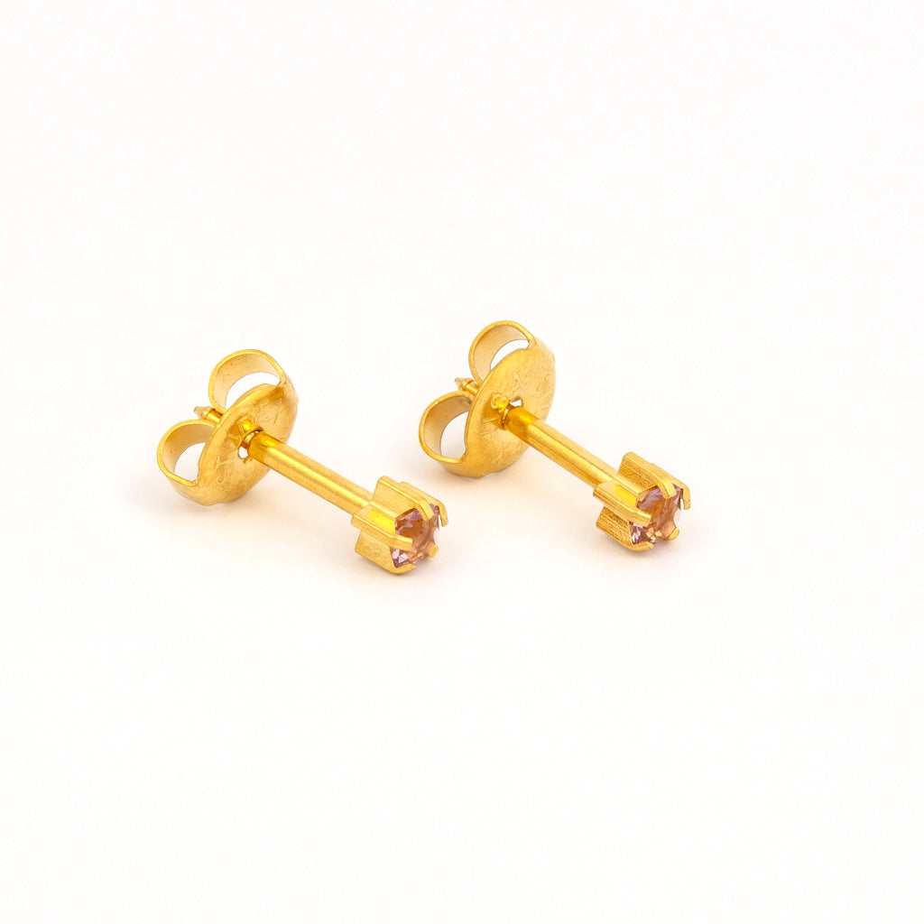 Prong Set Birthstone Universal Flatpack Piercing Studs - Gold Plated - June Alexandrite Crystal - Regular Adaptor