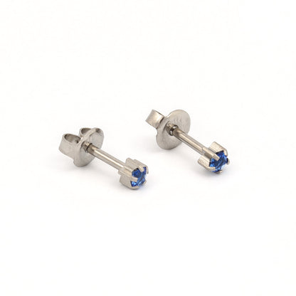 Prong Set Birthstone Universal Flatpack Piercing Studs - Stainless Steel - September Sapphire Crystal - Regular Adaptor