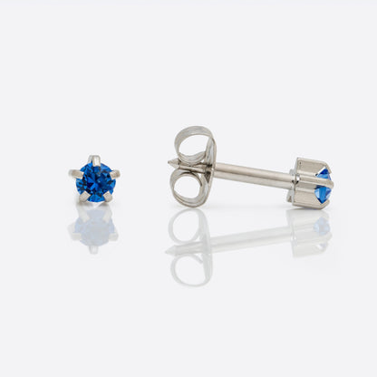 Prong Set Birthstone Universal Flatpack Piercing Studs - Stainless Steel - September Sapphire Crystal - Regular Adaptor