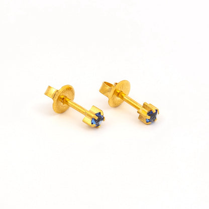 Prong Set Birthstone Universal Flatpack Piercing Studs - Gold Plated - September Sapphire Crystal - Regular Adaptor