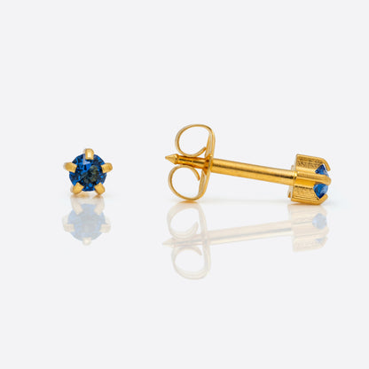 Prong Set Birthstone Universal Flatpack Piercing Studs - Gold Plated - September Sapphire Crystal - Regular Adaptor