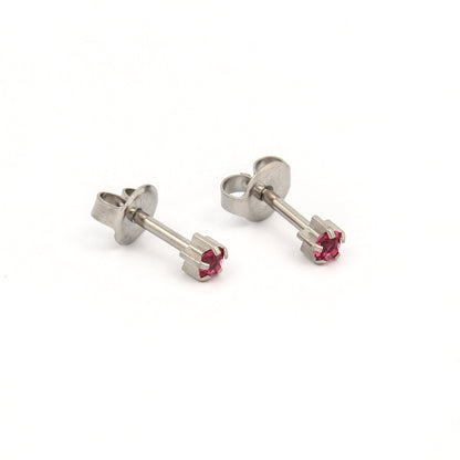 Prong Set Birthstone Universal Flatpack Piercing Studs - Stainless Steel - October Rose Crystal - Regular Adaptor