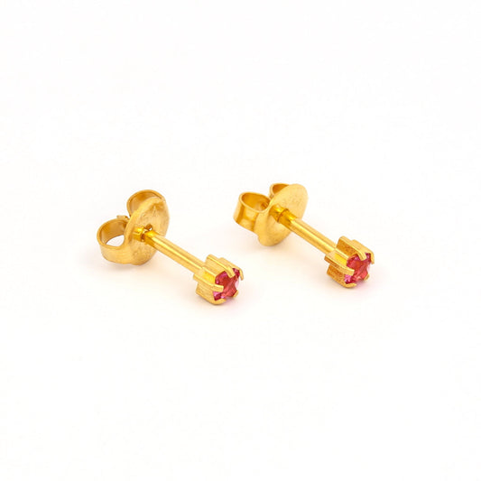 Prong Set Birthstone Universal Flatpack Piercing Studs - Gold Plated - October Rose Crystal - Regular Adaptor