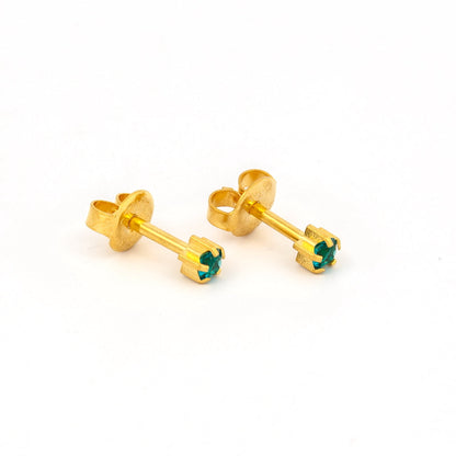 Prong Set Birthstone Universal Flatpack Piercing Studs - Gold Plated - December Blue Zircon Crystal - Regular Adaptor