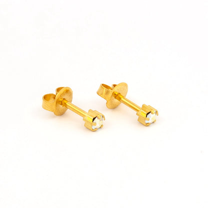 Prong Set Birthstone Universal Flatpack Piercing Studs - Gold Plated - AB Crystal - Regular Adaptor