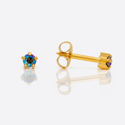 Shimmers Crystal Universal Flatpack Piercing Studs - Gold Plated - Assorted Crystal - Regular Adaptor