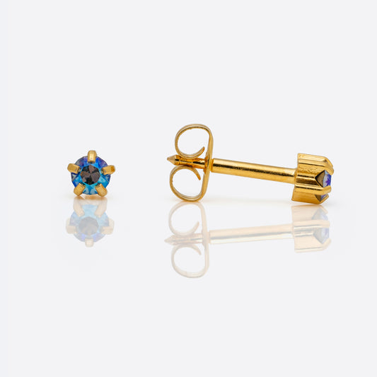 Shimmers Crystal Universal Flatpack Piercing Studs - Gold Plated - Diamond Crystal - Regular Adaptor
