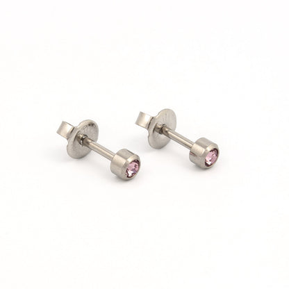 Bezel Set Birthstone Universal Flatpack Piercing Studs - Stainless Steel - June Alexandrite Crystal - Regular Adaptor