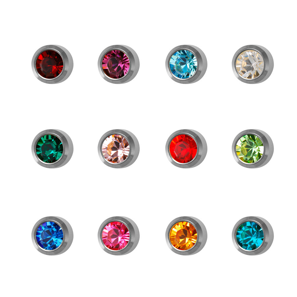 Bezel-Set Birthstones Universal Flatpack Piercing Studs (Assorted Dozen)