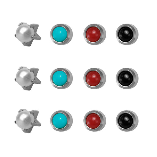 Prong-Set Pearl Universal Flatpack Piercing Studs (Assorted Dozen) - Stainless Steel - Regular Adaptor