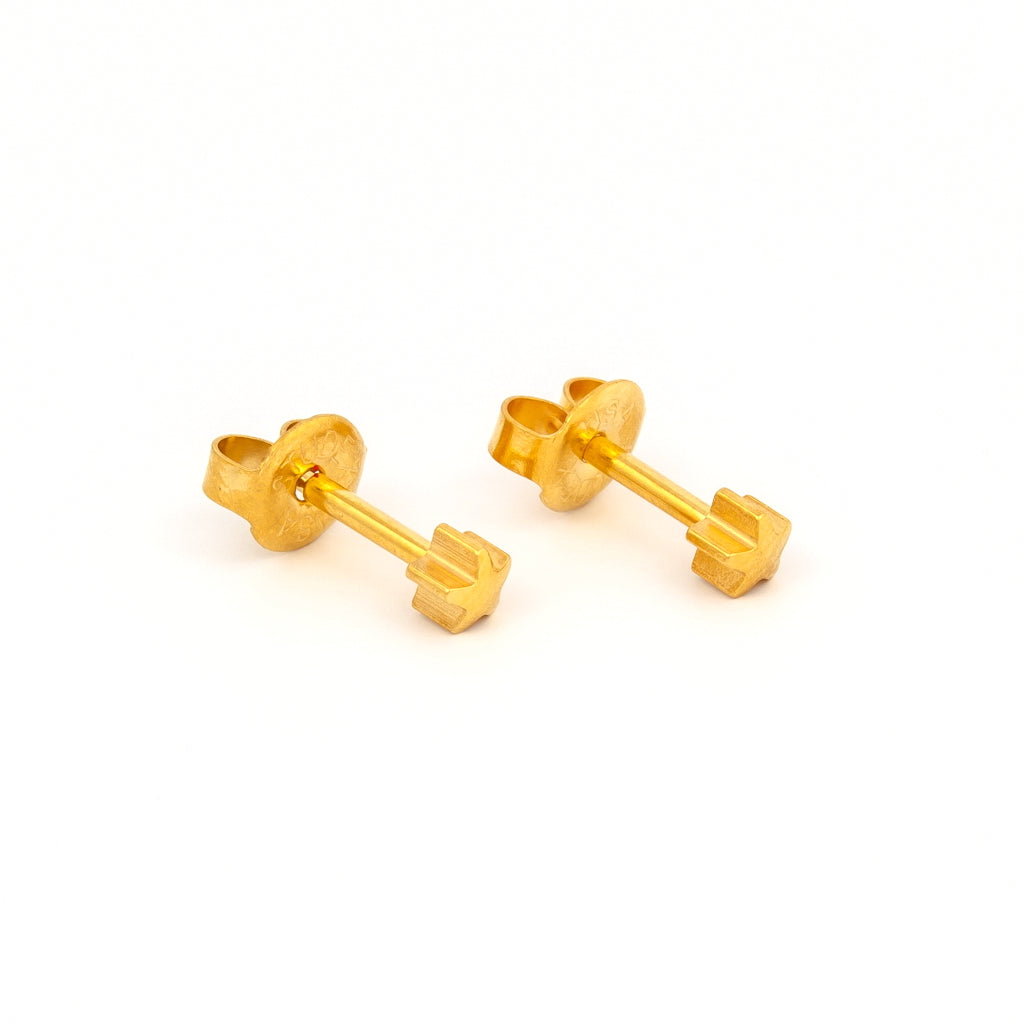 Star Universal Flatpack Piercing Studs  - Gold Plated - Regular Adaptor