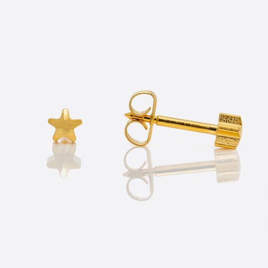 Star Universal Flatpack Piercing Studs  - Gold Plated - Regular Adaptor