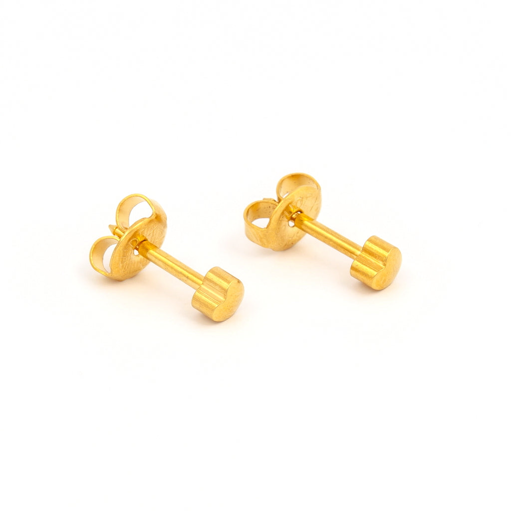 Heart Universal Flatpack Piercing Studs - Gold Plated - Regular Adaptor