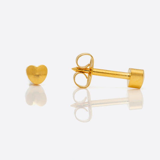 Heart Universal Flatpack Piercing Studs - Gold Plated - Regular Adaptor