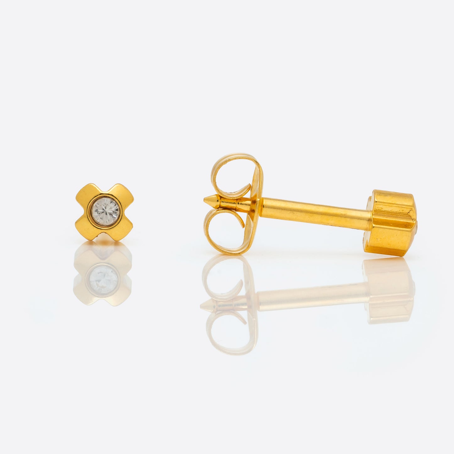 Crosslite Crystal Universal Flatpack Piercing Studs - Gold Plated - Regular Adaptor