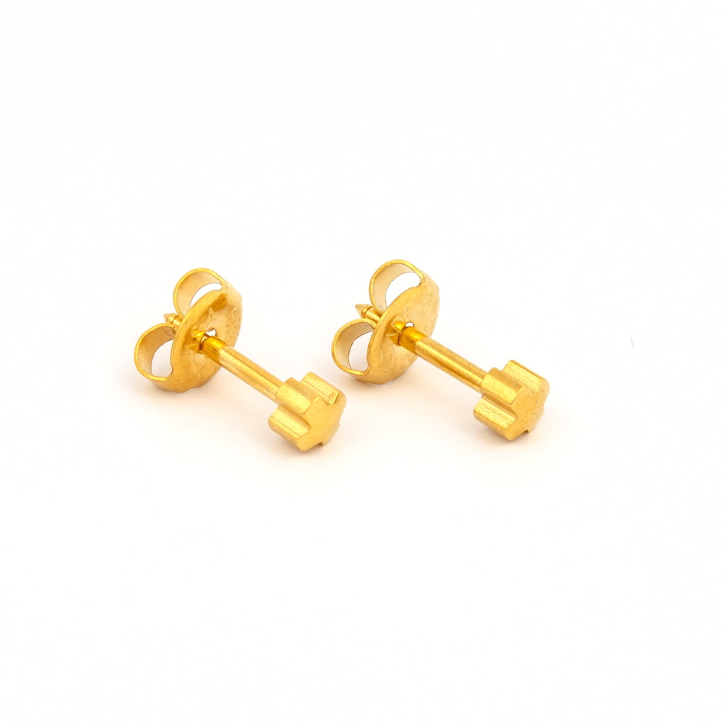 Cross Universal Flatpack Piercing Studs - Gold Plated - Regular Adaptor